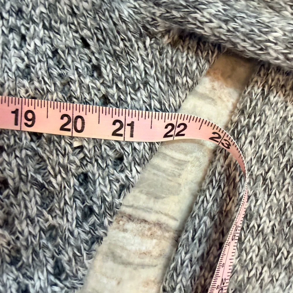 Debbie Morgan Gray Open Knit Cardigan Waterfall Draped Sweater | M - Picture 6 of 8